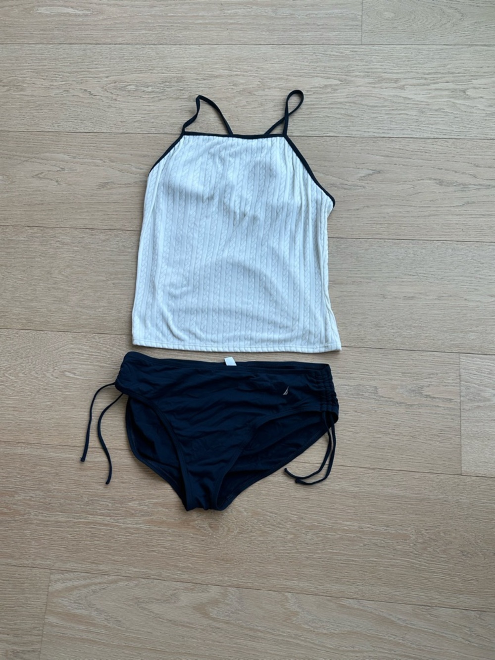 Nautica Navy and White Ribbed Two-Piece